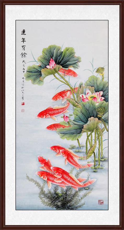 荷花圖風水|荷花鯉魚圖 家居常見風水掛畫之一